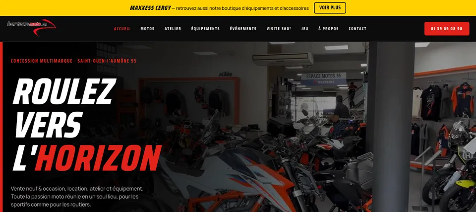 Page d'accueil du site Horizon Moto