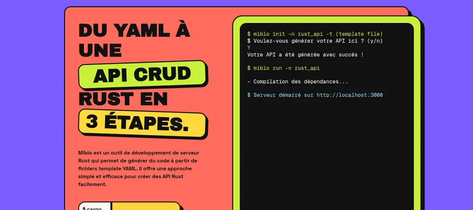 Page de présentation de Miblo CLI