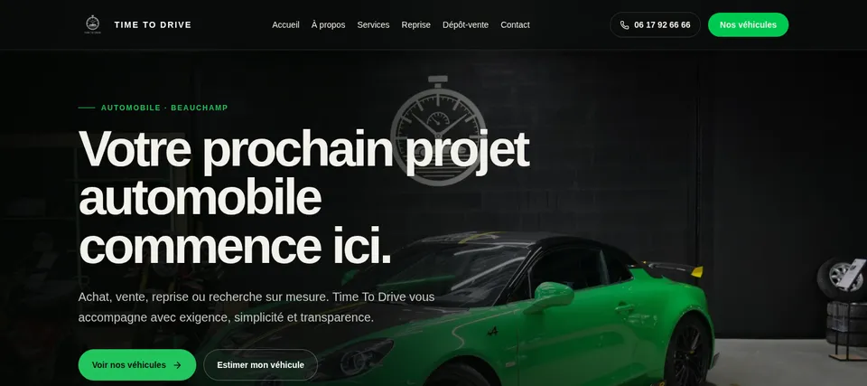 Page d'accueil du site Time To Drive